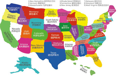 美国地图高清中文版